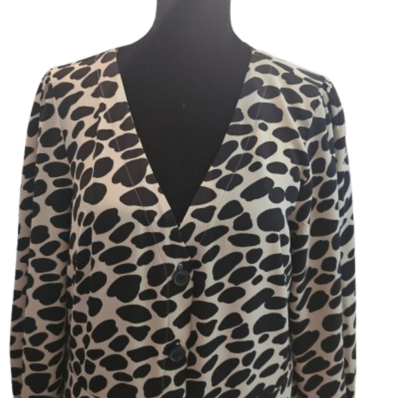 LOFT Black and Cream Leopard Print A-Line Dress - Picture 6 of 10